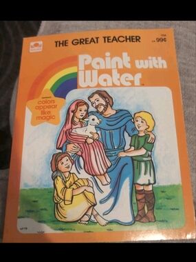 The great teacher Bible Paint with Water Book 1983 Mostly Unused Vintage Art